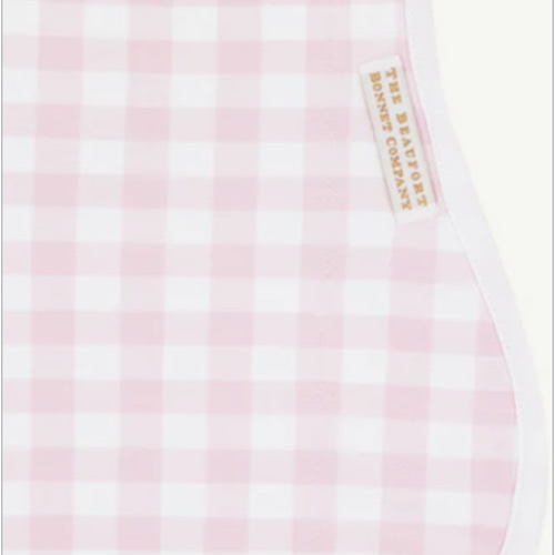 Oopsie Daisy Burp Cloth - Palm Beach Pink Gingham with Worth Avenue Wh