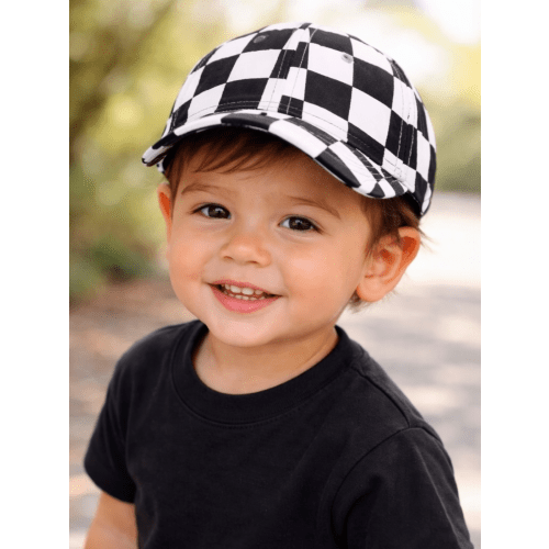 Kids Baseball Hat, Black Checkerboard – SpearmintLOVE