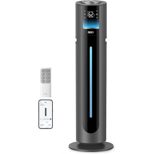 DREO Smart 11L Humidifier 747S for Large Room 700ft², 100H Cool Mist Humidifers for Bedroom, 21dB, Top Fill, Clean Tank Technology, App & Remote Control, Auto Mode, Aroma Box, RGB, 12h Timer, Grey