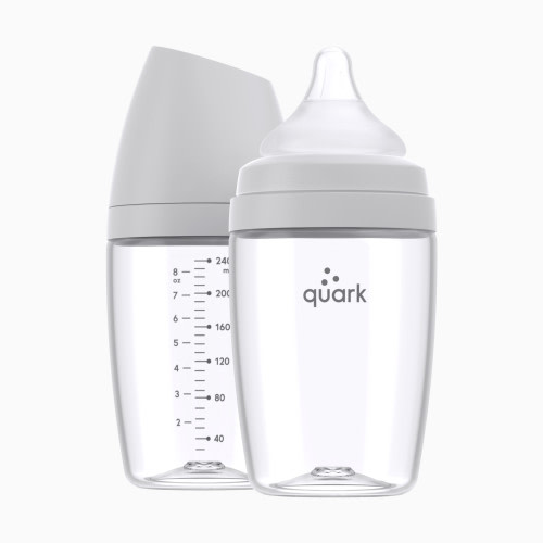 Quark BuubiBottle Hybrid Baby Bottles (2 pack) - Grey, 8 Oz, 2