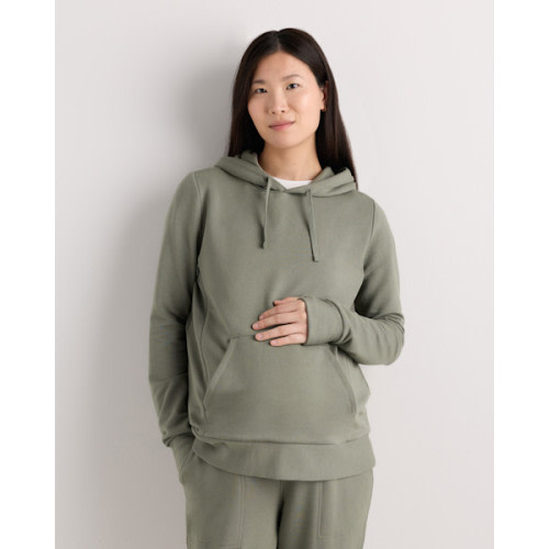SuperSoft Fleece Maternity & Nursing Hoodie in Smoked Thyme Green