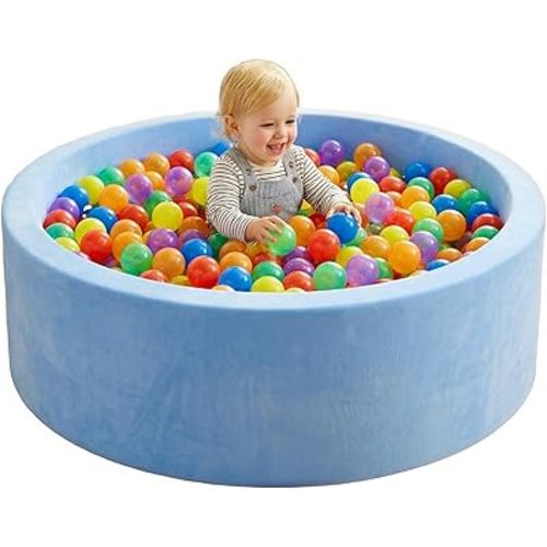 Foam Baby Ball Pit, 35.4"x 11.8" Ball Pits for Toddlers, Soft Round Kiddie Playpen Ball Pool for Kids with Soft Memory Sponge, Ideal Gift for Babies Indoor and Outdoor Game,Blue(Balls not Included)