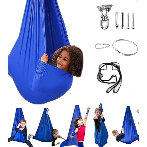 Aokitec Sensory Swing for Kids, Indoor Kids Swing Cuddle Hammock Chair Adjustable Aerial Swing for Children
