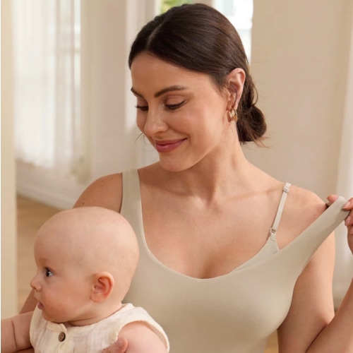 MOMANDA Women's Natrelax® Nursing Crop Tank Top - V Neck