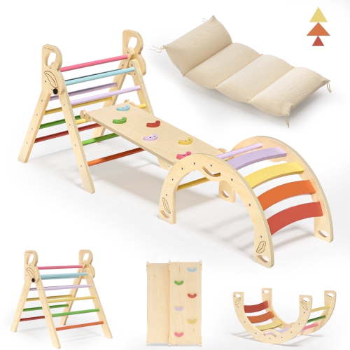 BlueWood Montessori Triangle Climbing Set Lightweight Compact Exquisite Indoor Playground for Kids 3-Piece