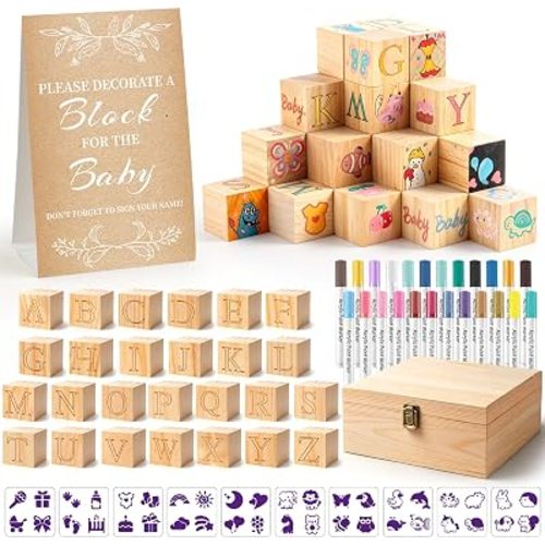 118PCS Baby Shower Games Kit, Baby Blocks for Baby Shower