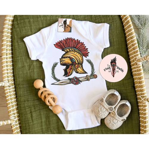 Spartan baby, Warrior baby bodysuit, roman or greek baby top, ancient warrior baby shirt, spartan baby, warrior helmet shirt