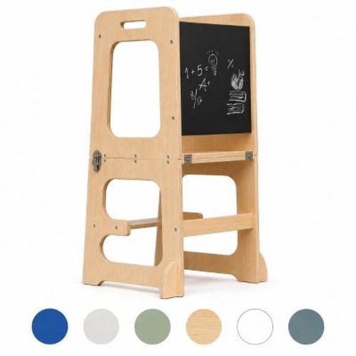 Avenlur Date - Wood Step Stool, Desk and Chalkboard - Natural