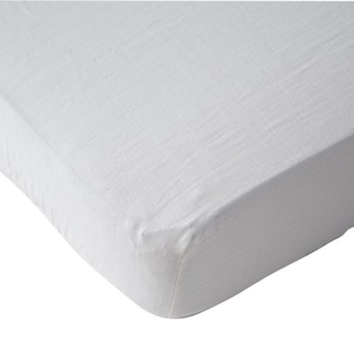 Cotton Muslin Fitted Crib Sheet, White