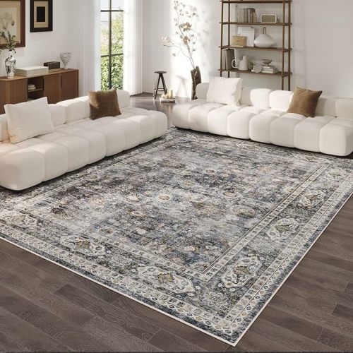 Rugcomf Area Rug 5x7 for Living Room Washable Vintage Non Slip, Grey