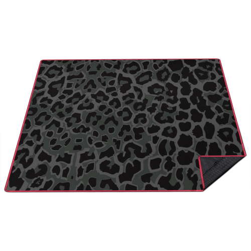 80”x 80”Extra Large Black Leopard Picnic Blankets Waterproof Foldable Beach Blanket Sandproof,3-Layer Thicking Outdoor Packable Blanket for Camping, Park, Beach, Grass, Indoors