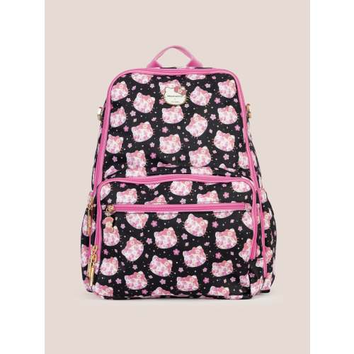 Hello Kitty Cherry Blossoms Zealous Backpack | Black and Pink | JuJuBe