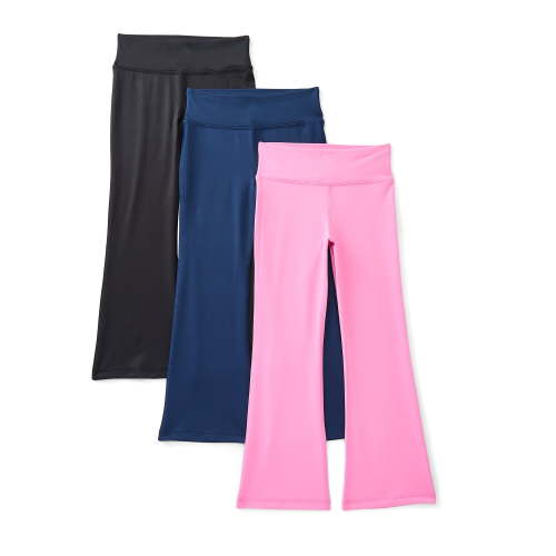 Athletic Works Girls Active Flare Leggings, 3-Pack, Sizes 4-18 & Plus