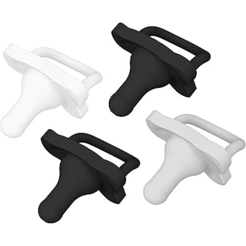 Dr. Brown's HappyPaci 100% Silicone Baby Pacifier, Contoured One-Piece Design, Gray, Black, White, 0-6m, BPA-Free, 4-Pack