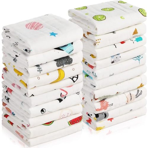 20 Pack Muslin Baby Burp Cloths, 20x10In Large 6Layers Absorbent