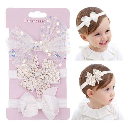 Dalrosia Baby Girl Bows Headband Chiffon Flower Hairband for Newborn Infant Toddler Soft Elastic Hair Bow Accessories for Baby Birthday Party