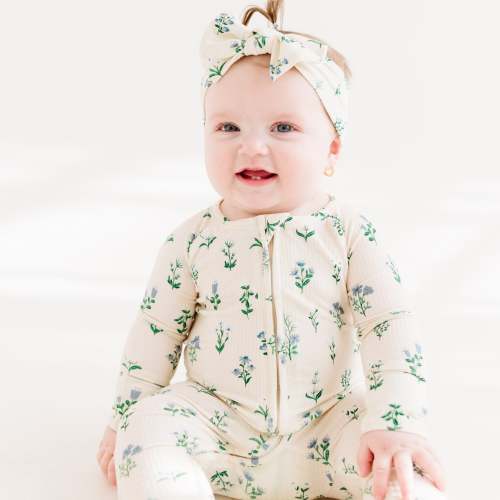 Brave Little Ones - Morning Meadow Small Ribbed Zip Romper