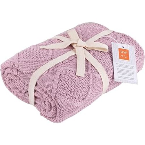 Do What You Love – Knit Baby Blanket for Girls and Boys, Soft Cozy Organic Cotton, Receiving Swaddle Crib Stroller Quilt Blanket for Baby Gift Registry for Newborns, Infants, Toddlers (Rose)