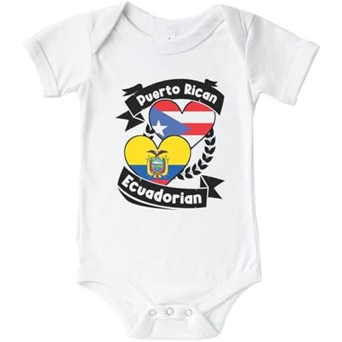 Puerto Rican Ecuadorian Heart Flags Puerto Rico Ecuador Baby Bodysuit