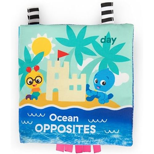 Baby Einstein Ocean Explorers Ocean Opposites Soft Activity Book, Sensory Cloth Book with Textures & Mirror, 0-36 Months