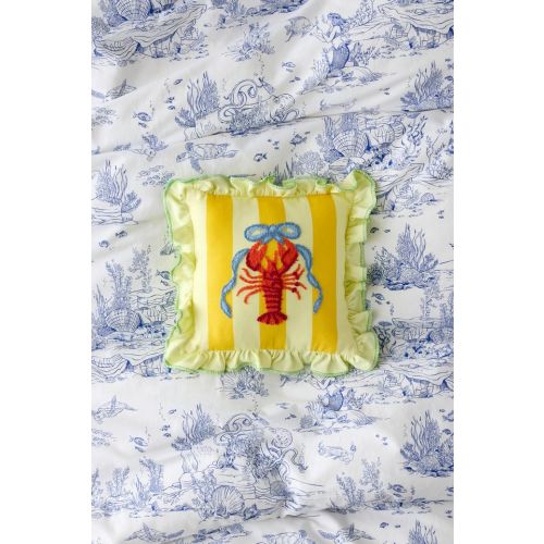 Palm B*tch Tufted Striped Ruffle Mini Throw Pillow