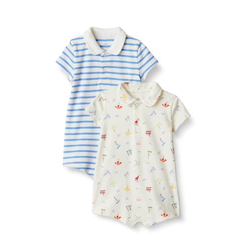 Amazon Essentials x Sofia Grainge Baby Boys' Short Sleeve Cotton Polo Romper, Pack of 2