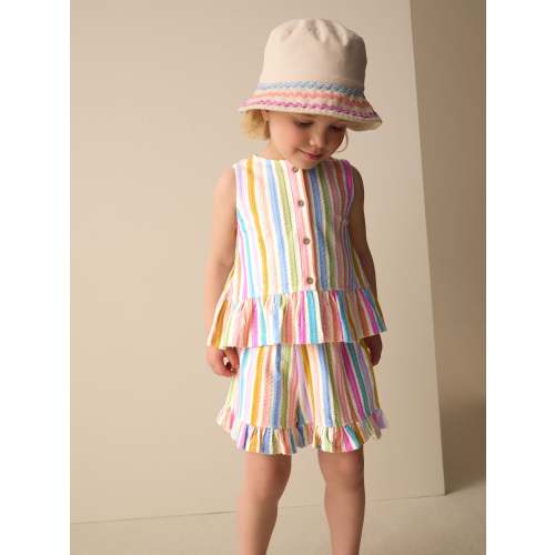 Pink/Blue Rainbow Stripe Peplum Vest and Shorts Set (3mths-7yrs)