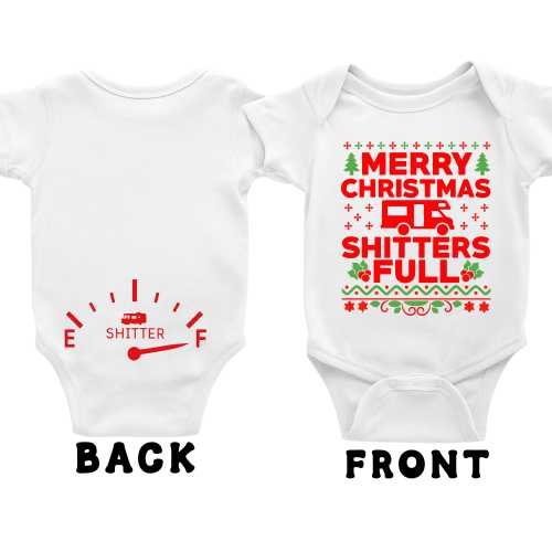 Merry Christmas Shitter’s Full Baby Onesie | Funny Holiday Baby Outfit | RV Christmas Movie Bodysuit | Cute Newborn Xmas Gift