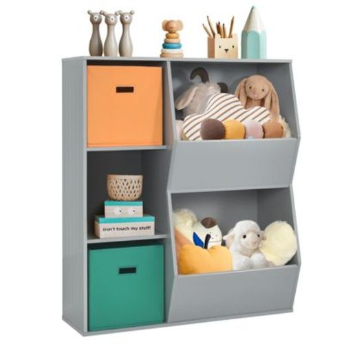 Costway Kids Toy Storage Cubby Bin Floor Cabinet Shelf Organizer w/2 Baskets