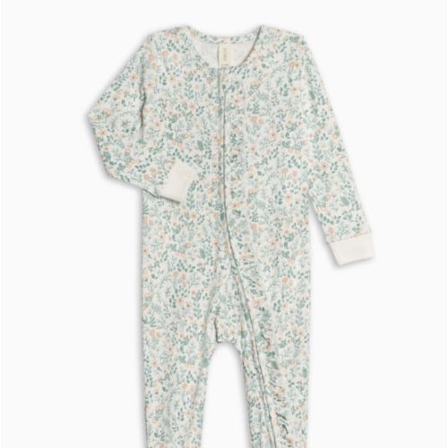 Neve Ruffle Zipper Footed Romper, 3-6M