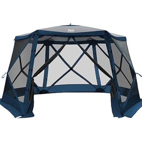 Timber Ridge Pop Up Gazebo, Portable Instant Screen House with Netting, Easy 60-Second Set-Up, Measures 12.1' x 10.5' x7.2', Fits 8 People, Ideal for Camping, Backyard, Patio, Tailgating, Picnics