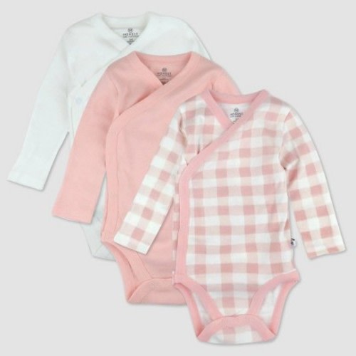 Honest Baby 3pk Side Snap Bodysuit - Pink, Size: 0-3M