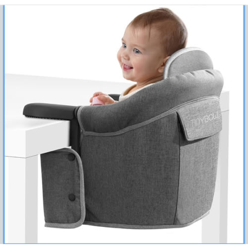 Tinybow Hook On High Chair for Baby, High Chair That Attaches to Table - Clip On High Chair to Table, Portable High Chair for Travel, Highchair for Baby Seat - Portable Baby Chair for Eating, Gray