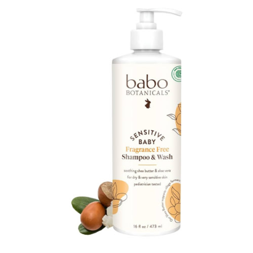 Babo Botanicals Sensitive Baby Fragrance-Free 2-in-1 Shampoo & Wash - Shea Butter, Calendula & Aloe Vera - EWG Verified - Cruelty-Free - Vegan - Pediatrician Tested - For Babies & Kids