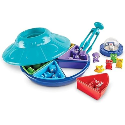 Learning Resources Oodles of Aliens Sorting Saucer - Board Stacking Games, Fine and Gross Motor Skills, Montessori Sensory Toys, Counting for Preschoolers, Homeschool, Gifts for Boys and Girls