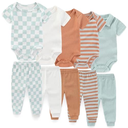 JELYLOVE Unisex Baby Boy Girl Pants Sets 10 pack Cotton Casual New born Clothes Comfort Infant Outfit