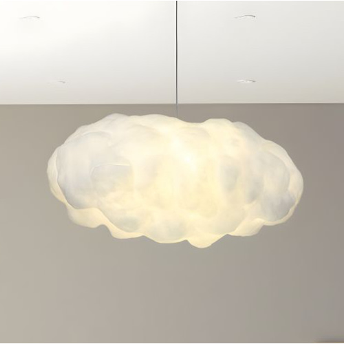Litfad Cloud Hanging Light Kit Minimalism Cotton 1 Head White Pendant Lighting in Warm Light