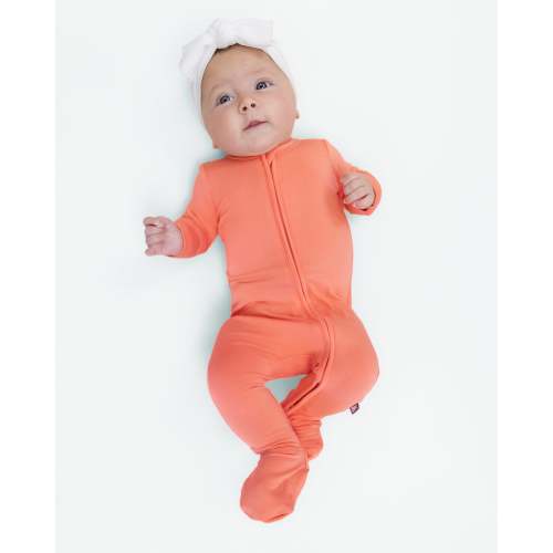 Zip Footie in Coral