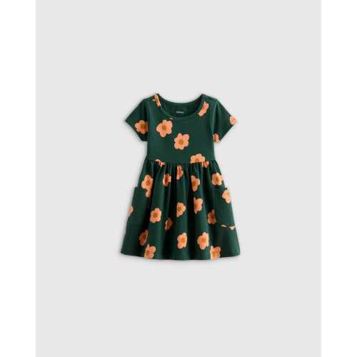 Organic Cotton Fit and Flare Pocket Dress - Baby Girl in Dancing Daisy