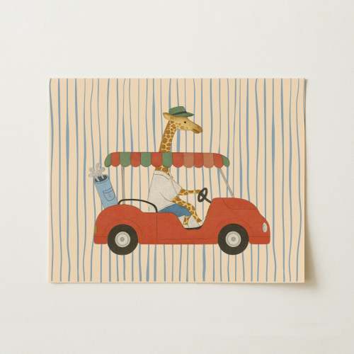 Giraffe Driving – Nursery & kids wall art