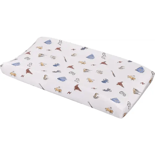 Warner Brothers Harry Potter Welcome Little Wizard Navy, Burgundy, Blue, and White Super Soft Contoured Changing Pad Cover