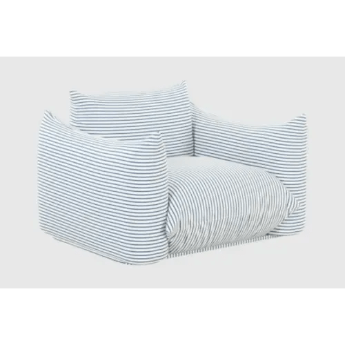 Saint Tropez Red Oversized Striped Stuffed Indoor / Outdoor Fabric Armchair