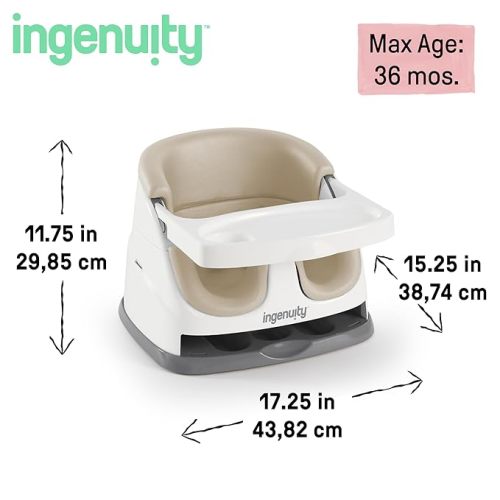 Ingenuity Baby Base 2-in-1 Booster Feeding and Floor Seat with Self-Storing Tray - Cashmere