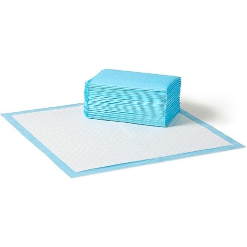 Amazon Basics Heavy Duty, Absorbent Dog and Puppy Pee Pads with 5-Layer Leak-Proof Design and Quick-Dry Surface for Potty Training, Regular, 20 Count, Blue & White