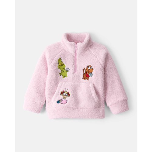Toddler Girl Dr. Seuss™ The Grinch Sherpa Quarter-Zip Pullover Sweatshirt - Pink - Carter's | Carter's