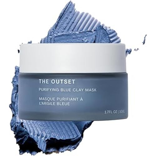 The Outset Purifying Blue Clay Mask - Gentle Fragrance Free Non-Drying Detox - Hydrating, Clarifying for Blackheads and Pores - Clean, Vegan, Gluten Free - All Skin Types, Sensitive Skin - 1.7 fl oz