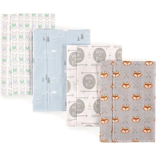 Luvable Friends Unisex Baby Cotton Flannel Burp Cloths, Wild Free, One Size
