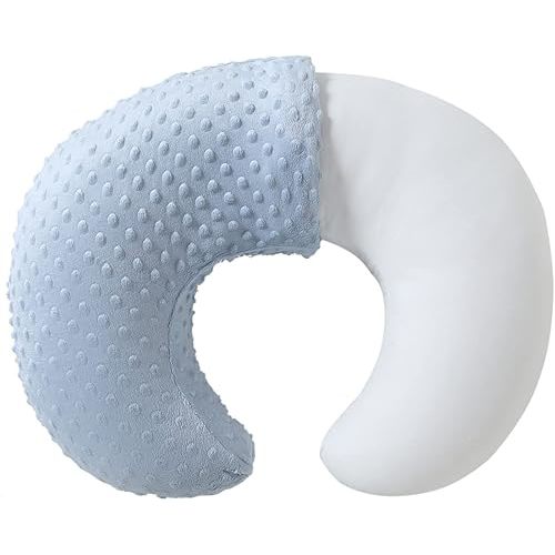 Baby Nursing Pillow and Body Positioner with Premium Slipcover for Breastfeeding for Baby Boys and Girls, Feeding Pillow with Breathable Comfortable Pillowcase (Blue)