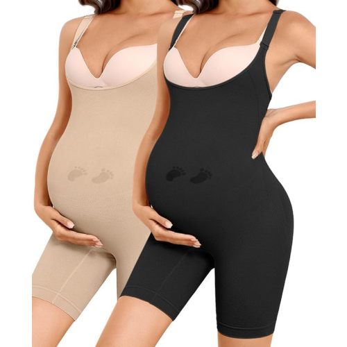 Women's Maternity Bodysuit Seamless Pregnancy Shapewear Shorts Under Dresses Belly Support