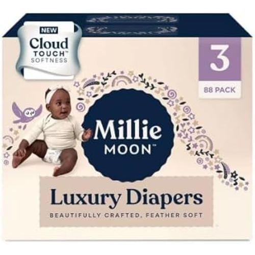 Millie Moon Luxury Diapers - (Size 3 and 88 Count), White